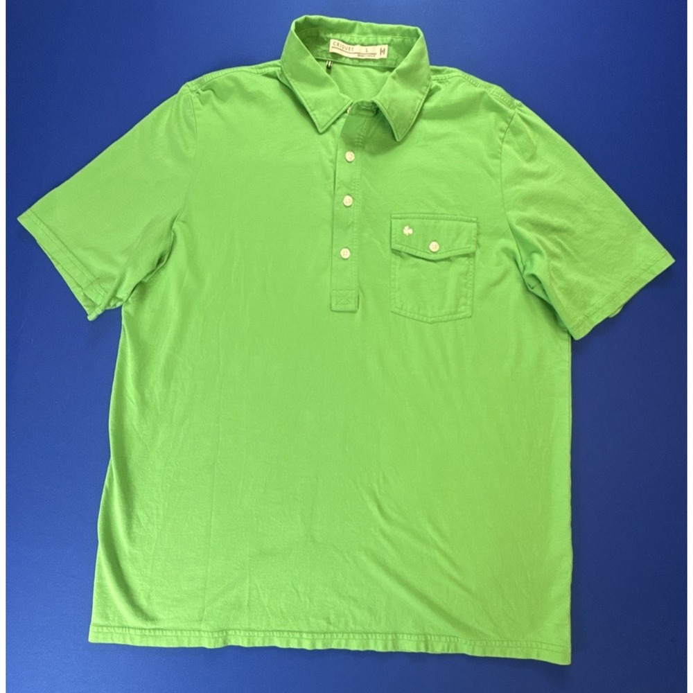 Criquet Polo Shirt Mens Size L Green Shamrock Irish Pima Cotton St Patrick Golf